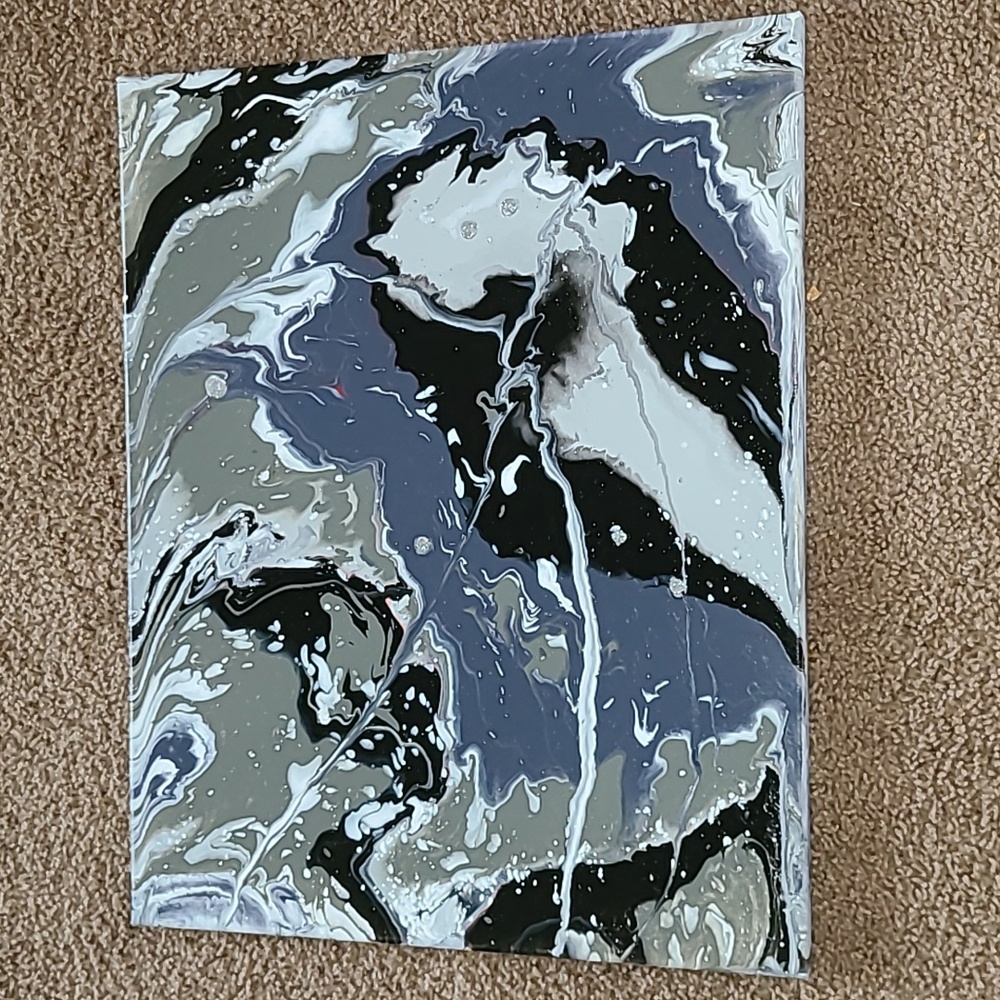 Canvas acrylic pour framed.